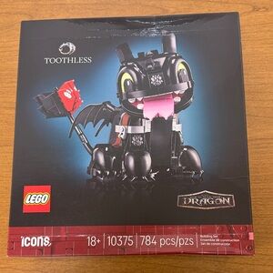 LEGO Toothless Dragon Model Kit - Black with Pink and Yellow Accents
